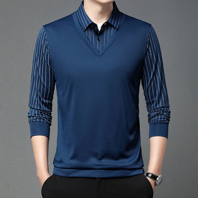 Suéter Tipo Camisa Falsa Dos Piezas para Hombre - Manga Larga Otoño - Image 7