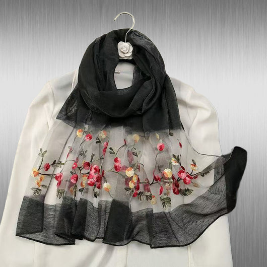 Pañuelo de Seda Bordado Elegante y Versátil para Mujer - Image 14