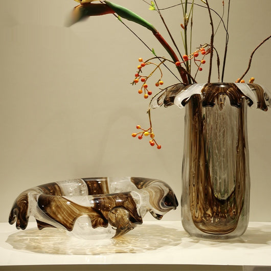 Jarrón de Cristal Fluido Lujo Italiano - Diseño Contemporáneo