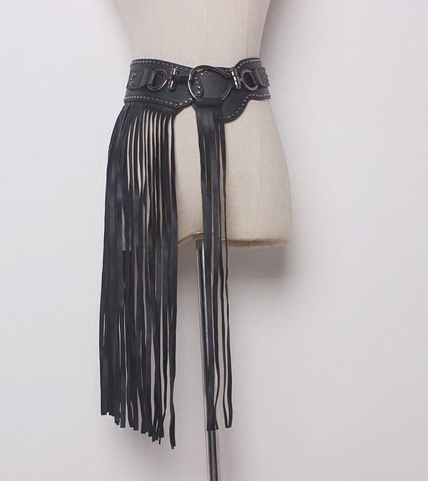 Cinturón Ancho con Hebilla de Moda y Flecos Personalizables