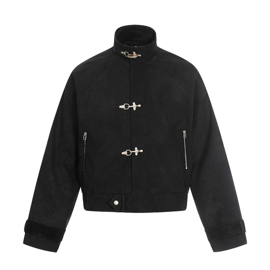 Chaqueta Casual Retro con Cuello Alto y Hebilla Aviador - Image 7