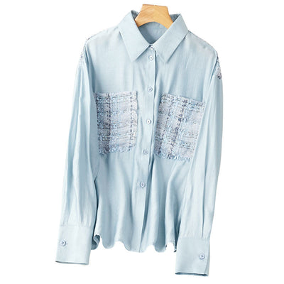Camisa de Algodón Azul con Solapa para Mujer - Image 6