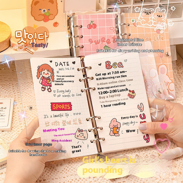 Cuaderno Espiral Suelto Contadora Adorable con Corazones - Diario de Notas
