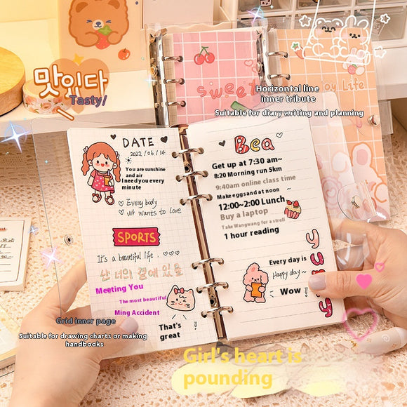 Cuaderno Espiral Suelto Contadora Adorable con Corazones - Diario de Notas