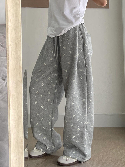 Pantalones de Chándal Vintage con Lazo y Lunares - Pierna Recta Ancha para Mujer - Image 16