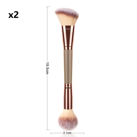 Brocha Iluminadora Doble Cabezal de Lana Suave con Tubo de Cobre - Image 7