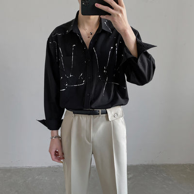 Camisa Coreana de Algodón Ligero con Estampado Artístico - Image 8