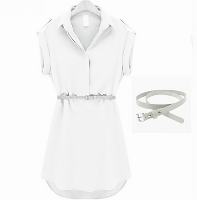 Vestido Casual de Verano Mujer Chifón Suelto con Cinturón - Image 15