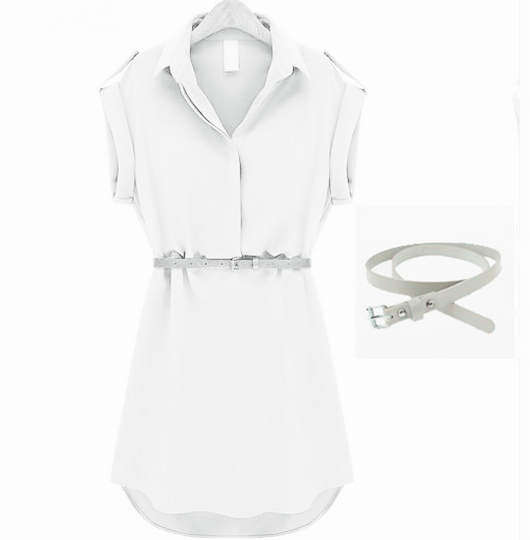 Vestido Casual de Verano Mujer Chifón Suelto con Cinturón - Image 15