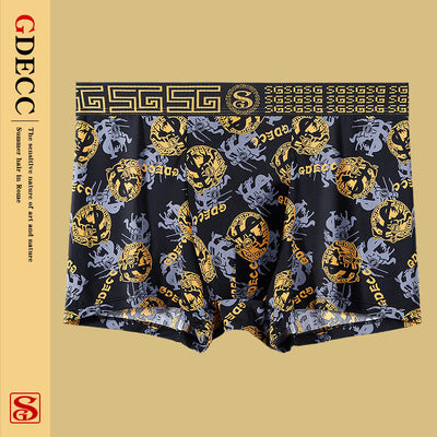 Calzoncillos Cortos Hombre Verano Seda Helada Transpirable Estampado Retro Antibacteriano - Image 14