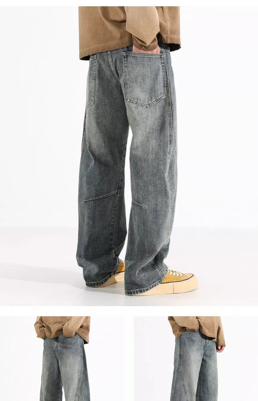 Jeans Sueltos Retro Desgastados de Pierna Ancha para Hombre - Image 13