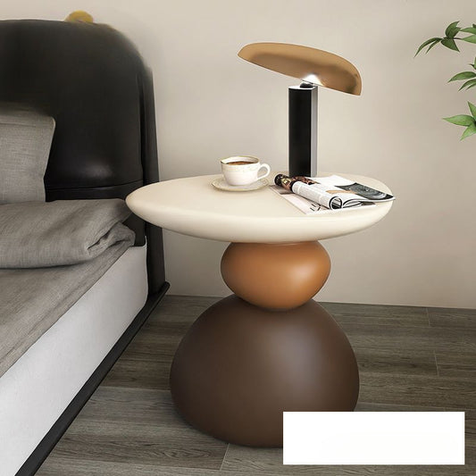 Mesa Lateral de Diseño Crema Lujo - Mesita de Café Minimalista Premium