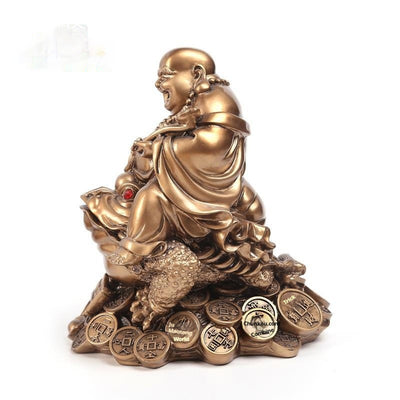 Buda Maitreya de Cobre sobre Sapo Dorado - Ornamento de Abundancia - Image 3