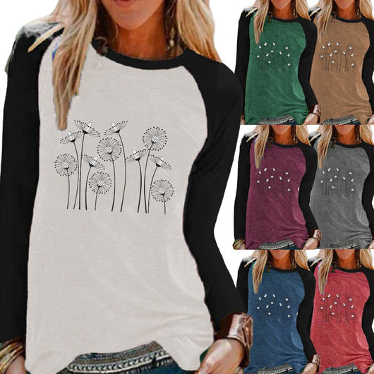Camiseta Estampada de Cuello Redondo y Manga Larga para Mujer - Image 15
