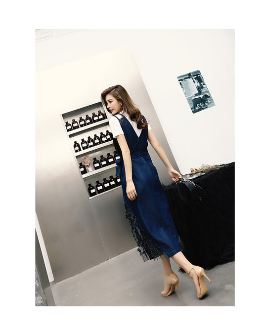 Vestido Denim Estilo Occidental con Tirantes - Conjunto Dos Piezas para Verano - Image 5