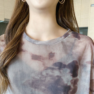 Blusa Tie-Dye con Cuello Redondo y Tul Suelto - Image 13