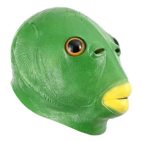 Máscara de Cabeza de Pez Verde - Disfraz Viral para Fiestas y Redes Sociales - Image 8