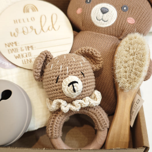 Set de Regalo: Osito de Peluche Suave con Sonajero, Manta y Toalla de Babero - Image 2