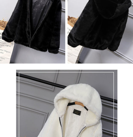 Abrigo de Piel de Conejo Rex Slim Fit con Capucha para Mujer - Image 16