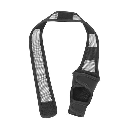 Black pet knee pad with mesh panels and hook-and-loop fasteners, designed for dog joint injury recovery and support. - Image 3