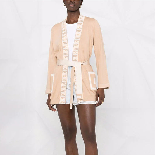 Cardigan Kimono de Punto con Contraste de Letras y Encaje - Abrigo Tipo Bata - Image 8