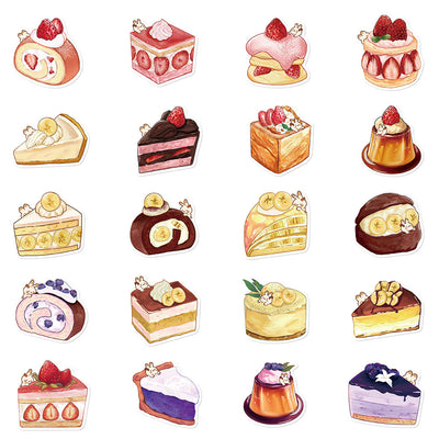 Hand holding a strawberry shortcake sticker with a tiny bunny, part of a 40-piece set of cute cartoon dessert stickers. - Image 5