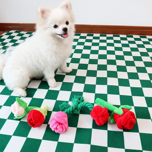 Juguete Masticable Resistente para Perros - Peluche Flor Rosa Suave