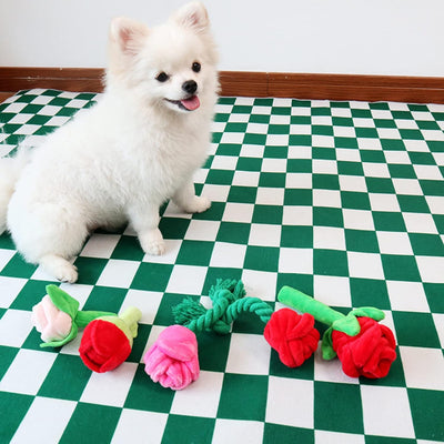 Juguete Masticable Resistente para Perros - Peluche Flor Rosa Suave