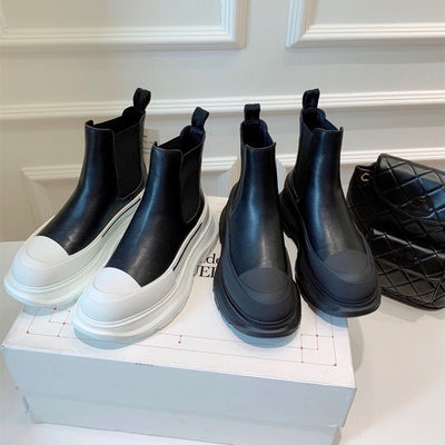 Botines Casuales de Cuero para Mujer - Estilo Versátil y Tendencia - Image 5