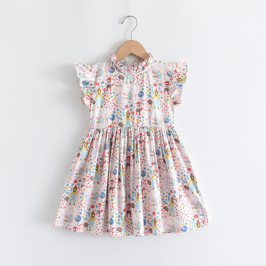 Vestido Infantil Estampado Patchwork Manga Corta - Image 8