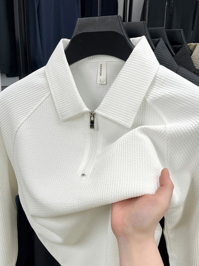 Polo Manga Larga con Textura Waffle y Cierre Medio - Estilo Americano - Image 15