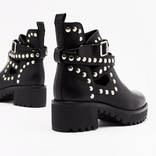 Botines para Mujer con Tiras de Remaches y Detalles Metálicos - Image 2