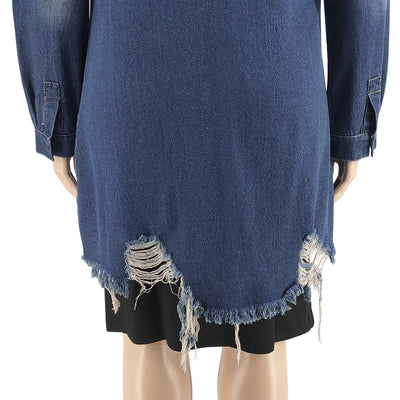 Abrigo Cardigan de Mezclilla Desgastada con Efecto Trench - Image 8
