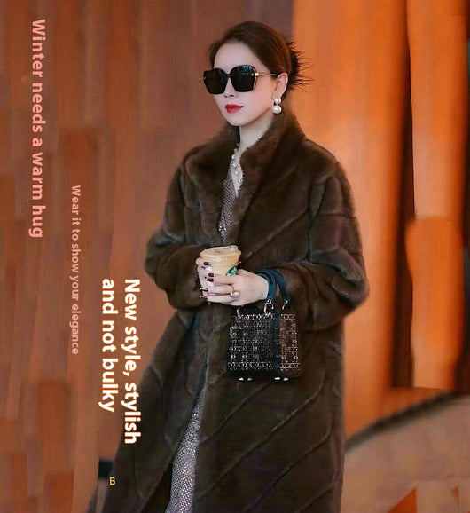 Abrigo de Piel Sintética para Mujer - Elegante Largo Medio Invierno - Image 17