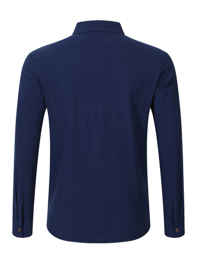 Camisa Cardigan Lino Hombre Fit Relajado Color Sólido - Image 33