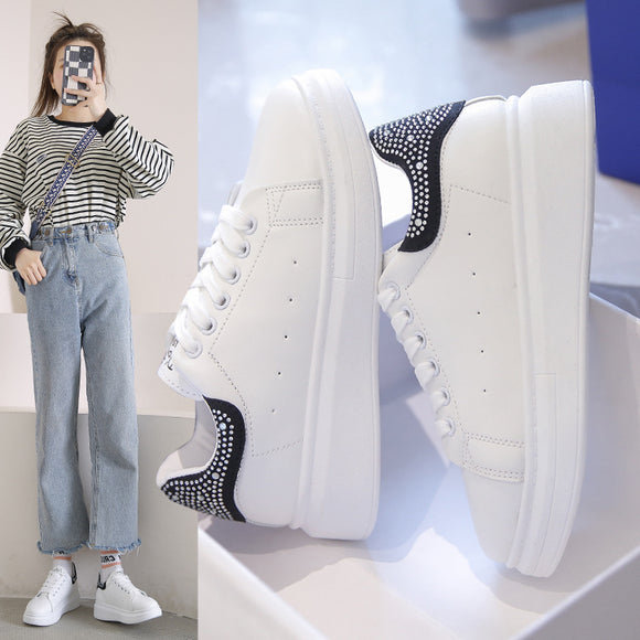 Tenis Blancos con Suela Gruesa para Mujer - Colección Otoño