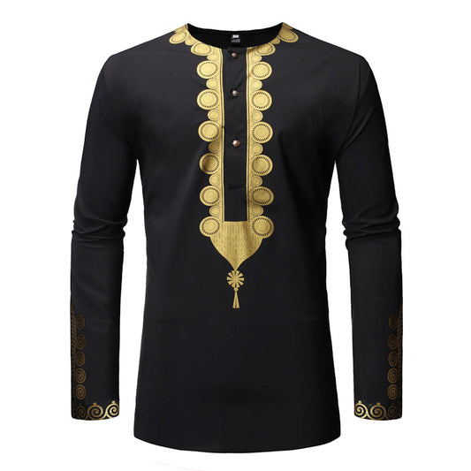 Camisa Casual de Manga Larga con Brillo Metalizado para Hombre