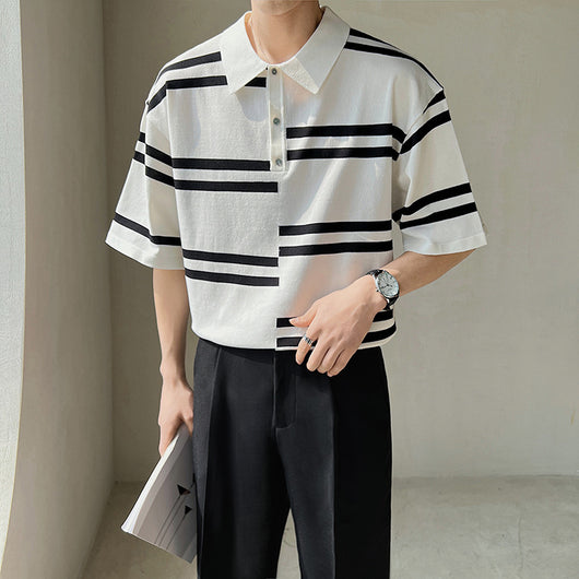 Playera Hombre Rayas Irregulares Diseño Moderno Manga Corta - Image 5