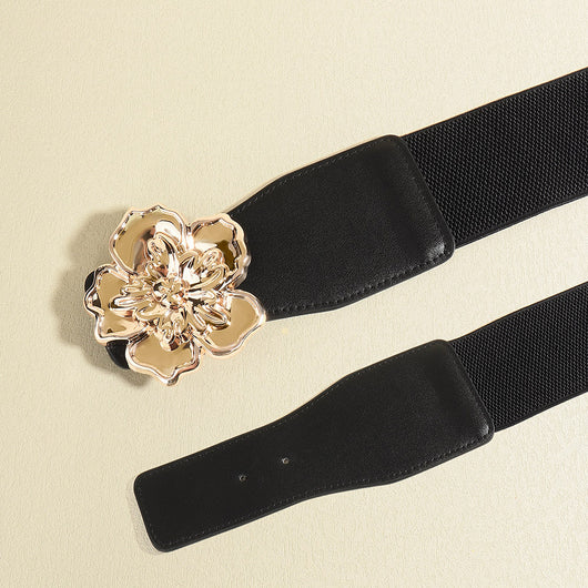 Cinturón Elástico para Mujer con Hebilla Floral Dorada - Accesorio Elegante para Vestidos - Image 11