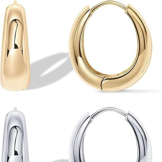Aretes Ovalados Brillantes Estilo Europeo y Americano - Image 2