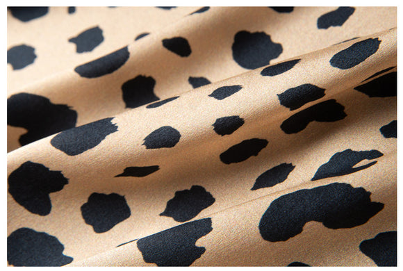 Blusa de Seda Estampado Leopardo Manga Larga para Mujer