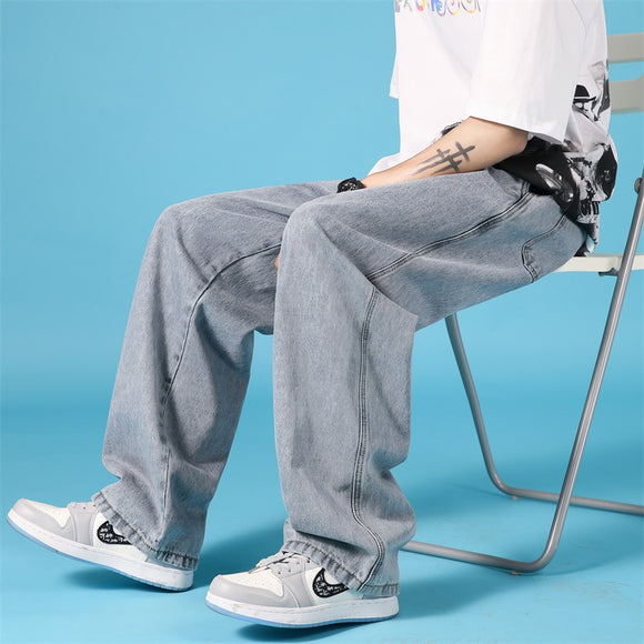 Pantalones Cargo Denim Holgados para Hombre con Cierre Hip Hop