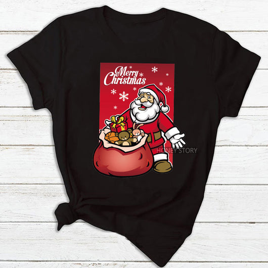 Playera Navideña Roja para Parejas - Diseño Reno y Santa - Image 13