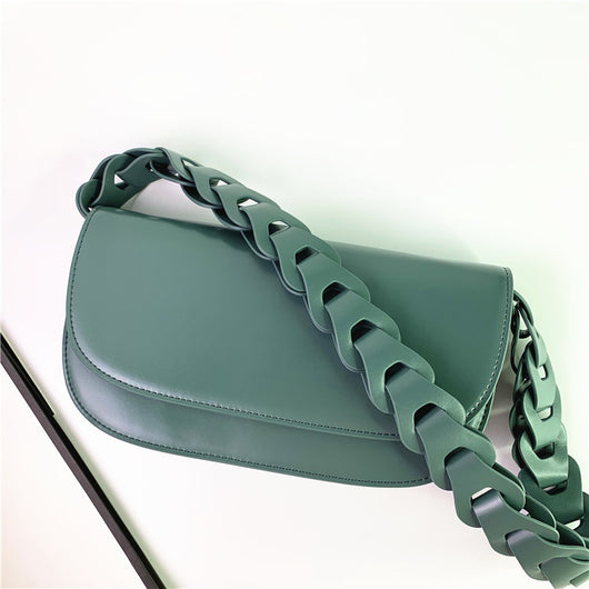 Bolso Bandolera Tejido de Cuero Genuino Estilo Baguette - Image 10