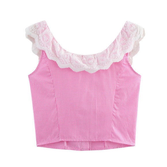 Top Encaje Estilo Americano con Tirantes Ajustables