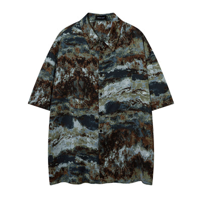 Camisa Estampada de Camuflaje Abstracto para Hombre