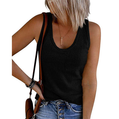 Chaleco Casual de Punto Acanalado Cuello U sin Mangas para Mujer - Image 17