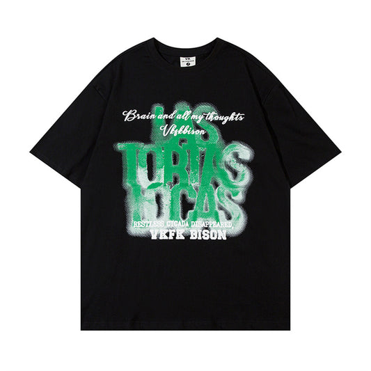 Camiseta Estampada con Letras Americanas para Hombre