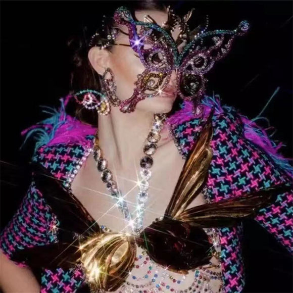 Máscara de Mariposa con Cristales Brillantes para Fiestas y Eventos
