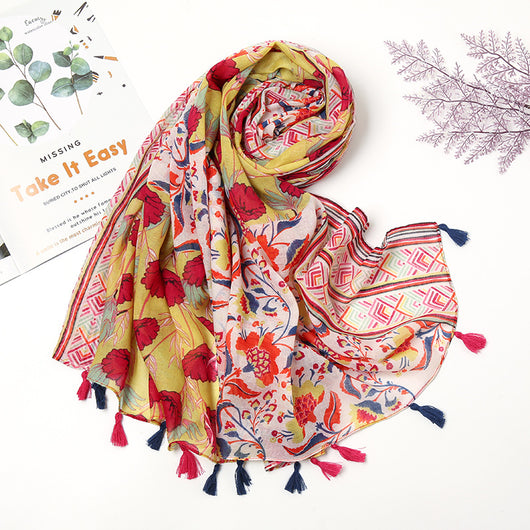 Pañuelo Bohemio Patchwork Retro con Estampado de Cachemira - Image 20
